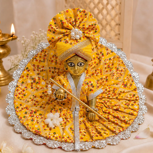 Pitambar Kanha Yellow Bandhani Rajsi Poshak