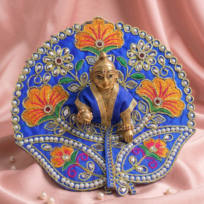 Laddu Gopal Blue Dress with Pearl & Zari Work