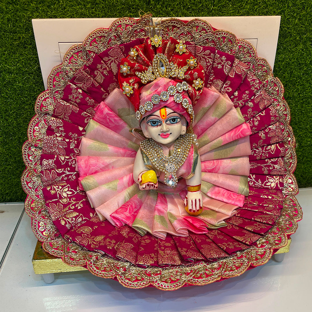 Magenta Handcrafted Laddu Gopal Poshak Set with Mukut
