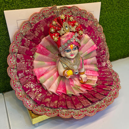 Magenta Handcrafted Laddu Gopal Poshak Set with Mukut