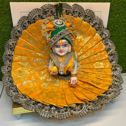 Yellow Handcrafted Laddu Gopal Poshak Set with Mukut