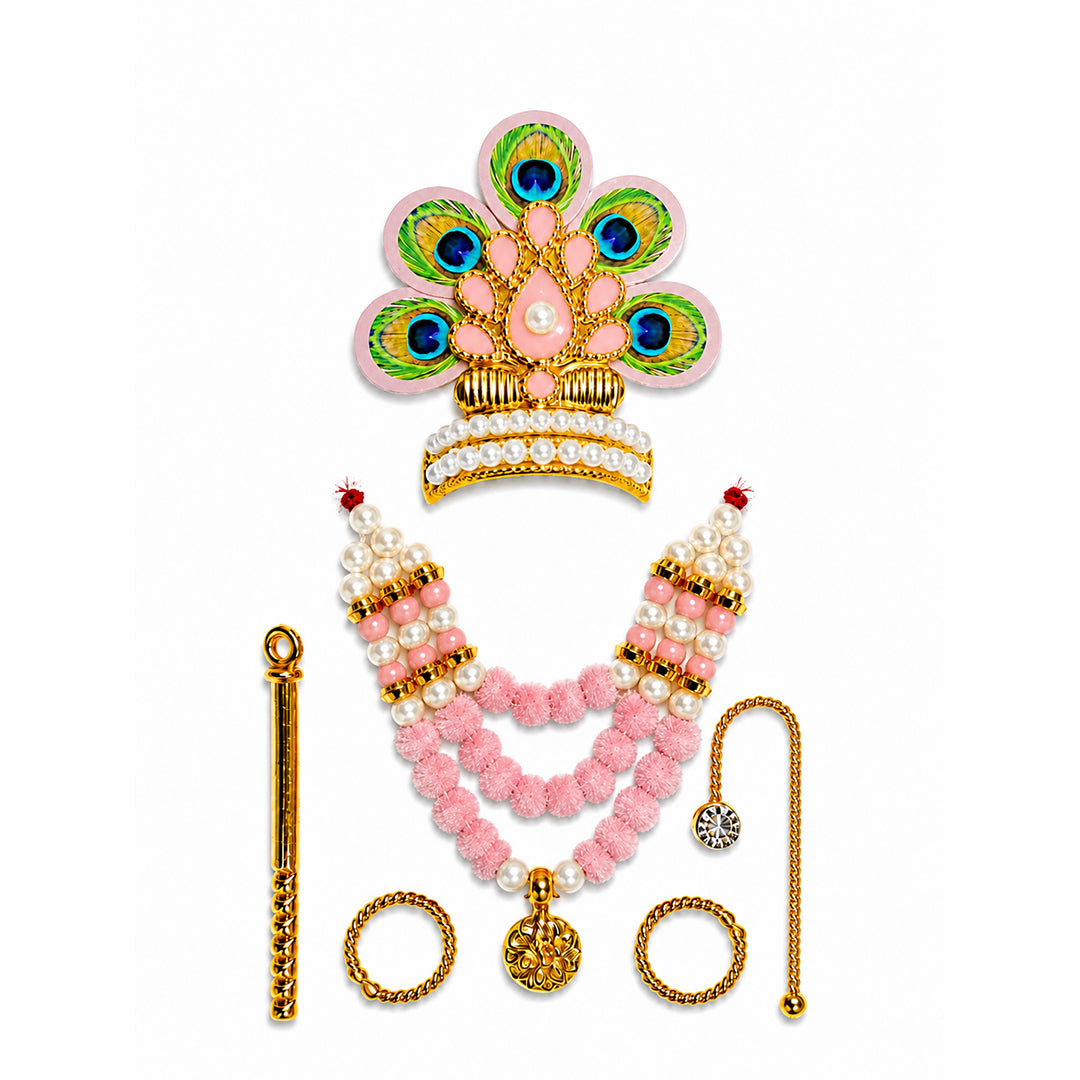 Laddu Gopal Designer Mala Set - Peach Size 0-3