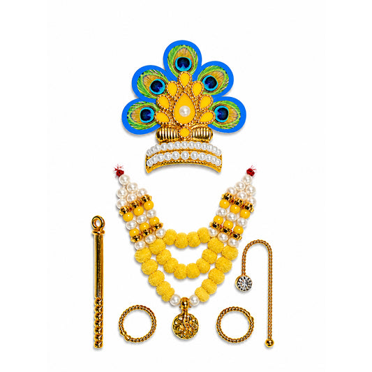 Laddu Gopal Designer Mala Set - Yellow Size 0-3