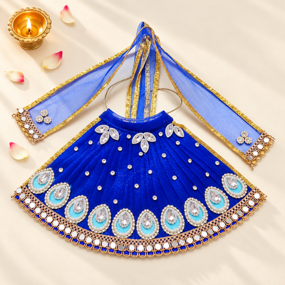 Mata Rani Royal Blue Designer Lehenga Patka Set