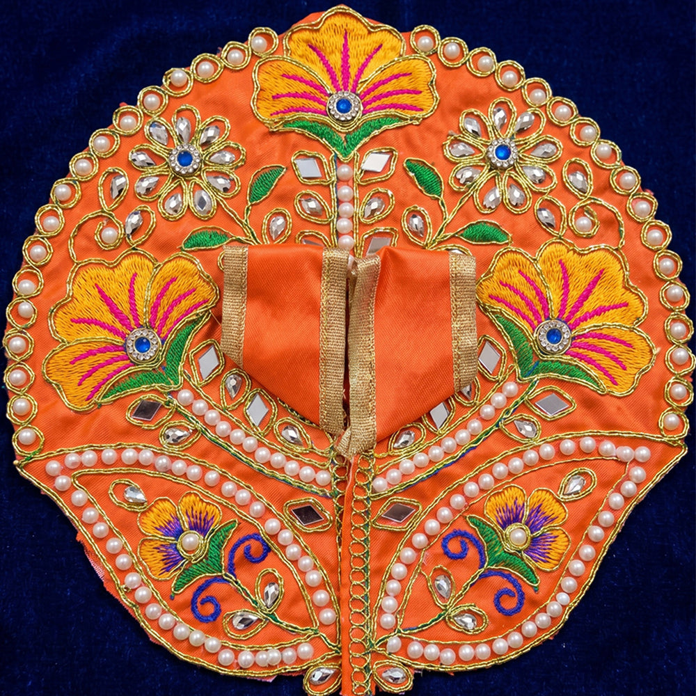 Laddu Gopal Orange Dress with Pearl & Zari Work