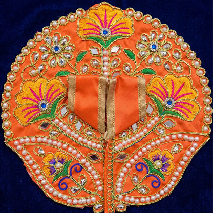 Laddu Gopal Orange Dress with Pearl & Zari Work