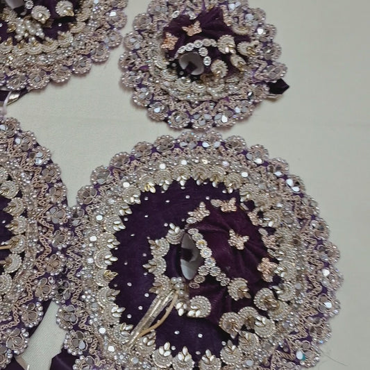Premium Purple Laddu Gopal Poshak – Pearl & Mirror Work