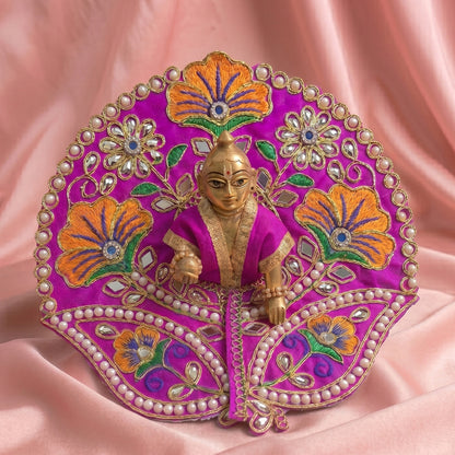 Laddu Gopal Purple Dress with Pearl & Zari Work