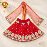 Mata Rani Red Designer Lehenga Patka Set