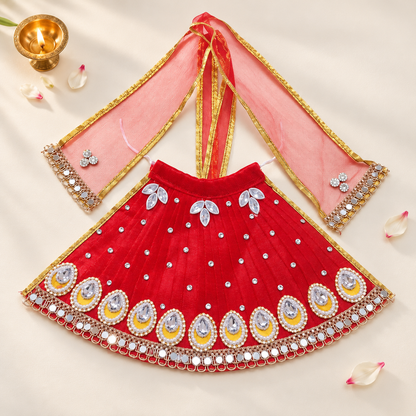 Mata Rani Red Designer Lehenga Patka Set