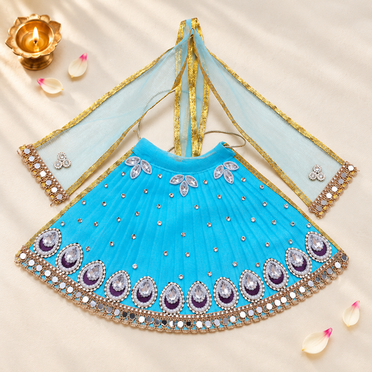 Sky Blue Mata Rani Designer Lehenga Patka Set