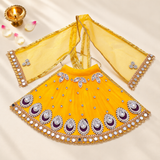 Mata Rani Yellow Designer Lehenga Patka Set