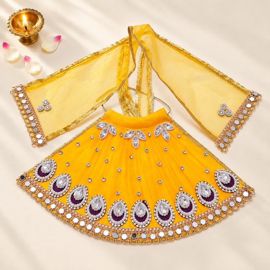 Mata Rani Yellow Designer Lehenga Patka Set